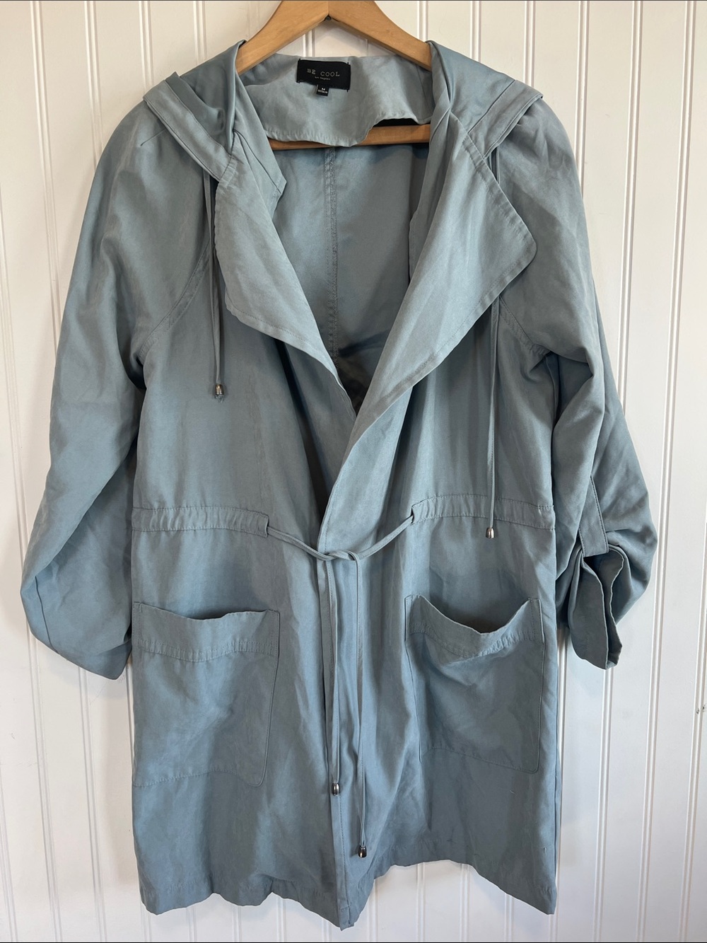 BE COOL Women's Dusty Blue Hooded Utility Jacket